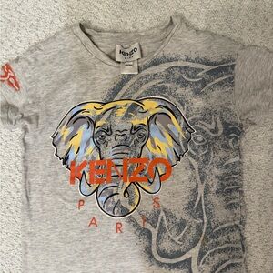 Kenzo Kids Gray and Orange Elephant Tee